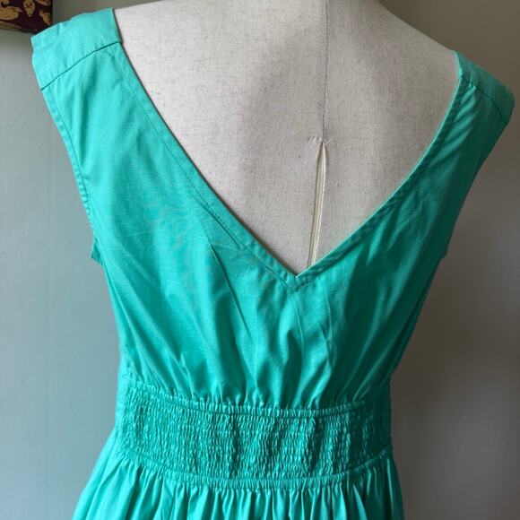 Vintage eShakti Fit and Flare Cotton Dress Turquoise Cottage Minimalist Size 12 - Picture 4 of 9